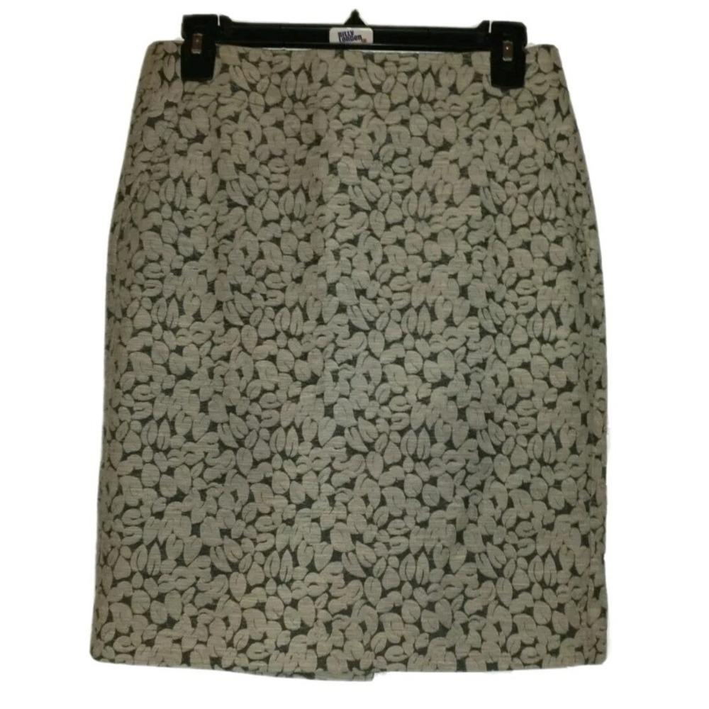 J Crew Size 2 Pencil Skirt Career Cottagecore Pockets Floral Tapestry‎ Black/Tan